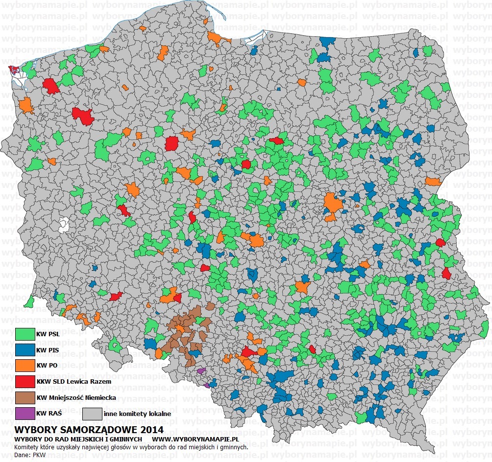 Samorządy w Polsce / Źródło www.wyborynamapie.pl